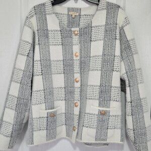 Super Soft Laura Plus Plaid Print Button Cardigan